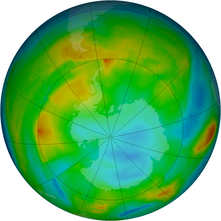 Antarctic ozone map for 17 June 1980